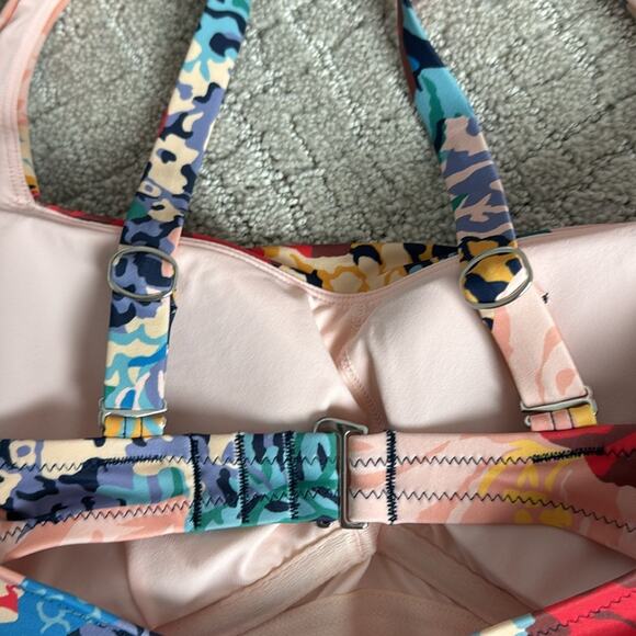 Athleta square neck bra cup Bora bora print bikini tankini top floral underwire - Picture 5 of 6